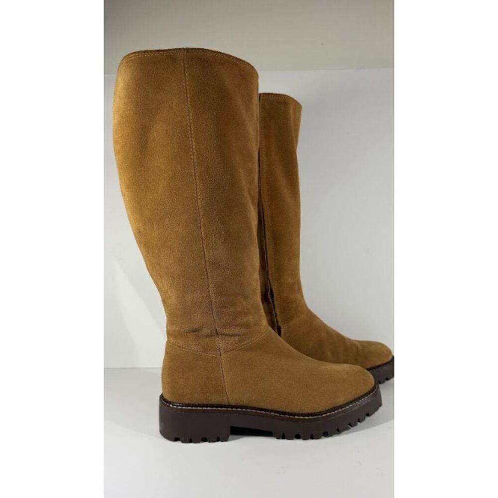 Caslon Mimmo Women’s Brown Leather Faux Fur Lined Knee High Riding Boot Sz 8M